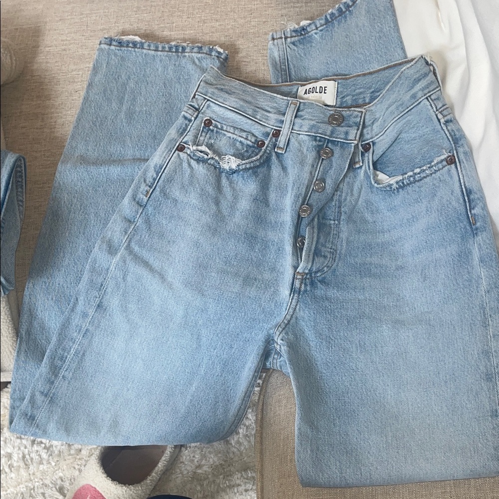 Agolde Sky Blue Denim Shorts